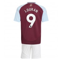 Camiseta Aston Villa Jhon Duran #9 Primera Equipación Replica 2024-25 para niños mangas cortas (+ Pantalones cortos)